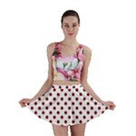 Polka Dots - Maroon Red on White Mini Skirt