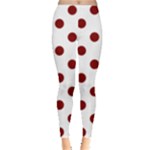 Polka Dots - Maroon Red on White Women s Leggings