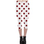 Polka Dots - Maroon Red on White Capri Leggings