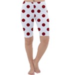 Polka Dots - Maroon Red on White Cropped Leggings