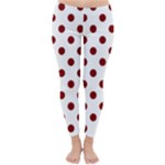 Polka Dots - Maroon Red on White Winter Leggings