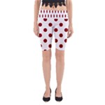 Polka Dots - Maroon Red on White Yoga Cropped Leggings