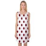Polka Dots - Maroon Red on White Sleeveless Satin Nightdress
