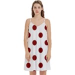 Polka Dots - Maroon Red on White Women s Reversible Sports Bra with Border
