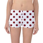 Polka Dots - Maroon Red on White Reversible Boyleg Bikini Bottoms