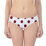 Polka Dots - Maroon Red on White Hipster Bikini Bottoms