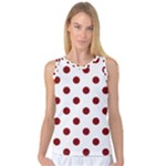 Polka Dots - Maroon Red on White Women s Basketball Tank Top