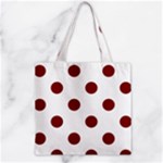 Polka Dots - Maroon Red on White Zipper Grocery Tote Bag