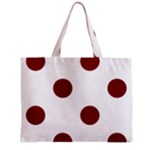 Polka Dots - Maroon Red on White Zipper Mini Tote Bag