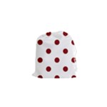 Polka Dots - Maroon Red on White Drawstring Pouch (XS)