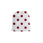 Polka Dots - Maroon Red on White Drawstring Pouch (S)
