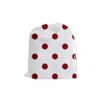 Polka Dots - Maroon Red on White Drawstring Pouch (M)