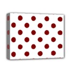 Polka Dots - Maroon Red on White Deluxe Canvas 14  x 11  (Stretched)