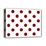 Polka Dots - Maroon Red on White Deluxe Canvas 16  x 12  (Stretched)