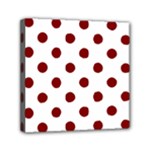 Polka Dots - Maroon Red on White Mini Canvas 6  x 6  (Stretched)