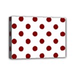 Polka Dots - Maroon Red on White Mini Canvas 7  x 5  (Stretched)