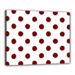 Polka Dots - Maroon Red on White Canvas 20  x 16  (Stretched)