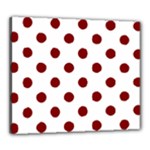 Polka Dots - Maroon Red on White Canvas 24  x 20  (Stretched)