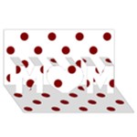 Polka Dots - Maroon Red on White MOM 3D Greeting Card (8x4)