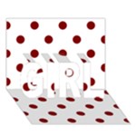 Polka Dots - Maroon Red on White GIRL 3D Greeting Card (7x5)
