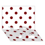 Polka Dots - Maroon Red on White LOVE Bottom 3D Greeting Card (7x5)