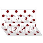 Polka Dots - Maroon Red on White Happy New Year 3D Greeting Card (8x4)