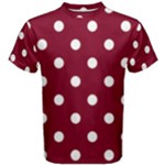 Polka Dots - White on Burgundy Red Men s Cotton Tee