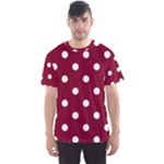 Polka Dots - White on Burgundy Red Men s Sport Mesh Tee
