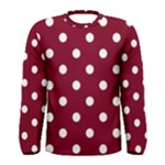 Polka Dots - White on Burgundy Red Men s Long Sleeve T-shirt