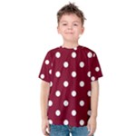 Polka Dots - White on Burgundy Red Kid s Cotton Tee
