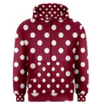Polka Dots - White on Burgundy Red Men s Zipper Hoodie