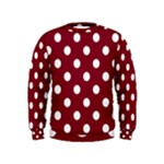 Polka Dots - White on Burgundy Red Kid s Sweatshirt