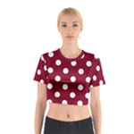 Polka Dots - White on Burgundy Red Cotton Crop Top