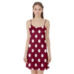 Polka Dots - White on Burgundy Red Satin Night Slip