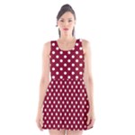 Polka Dots - White on Burgundy Red Scoop Neck Skater Dress