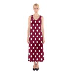 Polka Dots - White on Burgundy Red Full Print Maxi Dress