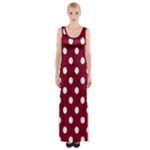 Polka Dots - White on Burgundy Red Maxi Thigh Split Dress