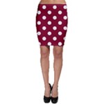 Polka Dots - White on Burgundy Red Bodycon Skirt
