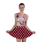 Polka Dots - White on Burgundy Red Mini Skirt