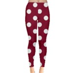 Polka Dots - White on Burgundy Red Women s Leggings