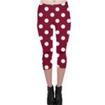 Polka Dots - White on Burgundy Red Capri Leggings