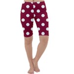 Polka Dots - White on Burgundy Red Cropped Leggings