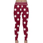 Polka Dots - White on Burgundy Red Yoga Leggings