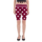 Polka Dots - White on Burgundy Red Yoga Cropped Leggings