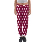 Polka Dots - White on Burgundy Red Women s Jogger Sweatpants