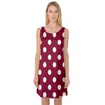 Polka Dots - White on Burgundy Red Sleeveless Satin Nightdress