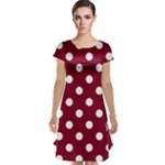 Polka Dots - White on Burgundy Red Cap Sleeve Nightdress