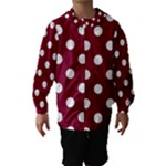 Polka Dots - White on Burgundy Red Hooded Wind Breaker (Kids)