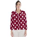 Polka Dots - White on Burgundy Red Wind Breaker (Women)