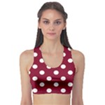 Polka Dots - White on Burgundy Red Women s Sports Bra